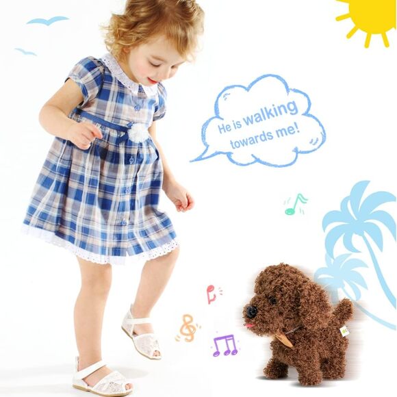 Interactive Labradoodle Robot Dog Plush Toy Walking Barking Puppy Gift Toddlers - Picture 7 of 8